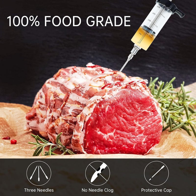 Marx Meat Injector Syringe Turkey Marinade Injector Kit, 1.6-Oz Syringe Set with 3 Professional Needles,1 Silicone Brush,4 Extra O-Rings,1 Cleaning Brush for Basting&Grilling, Flavor Injector for Smoking - Image 2
