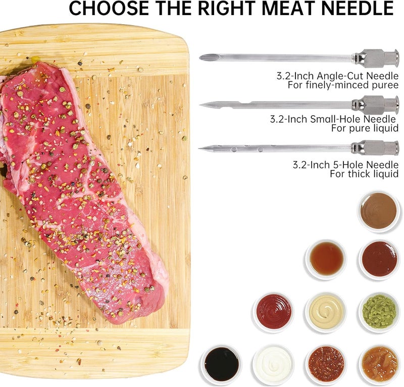 Marx Meat Injector Syringe Turkey Marinade Injector Kit, 1.6-Oz Syringe Set with 3 Professional Needles,1 Silicone Brush,4 Extra O-Rings,1 Cleaning Brush for Basting&Grilling, Flavor Injector for Smoking - Image 3