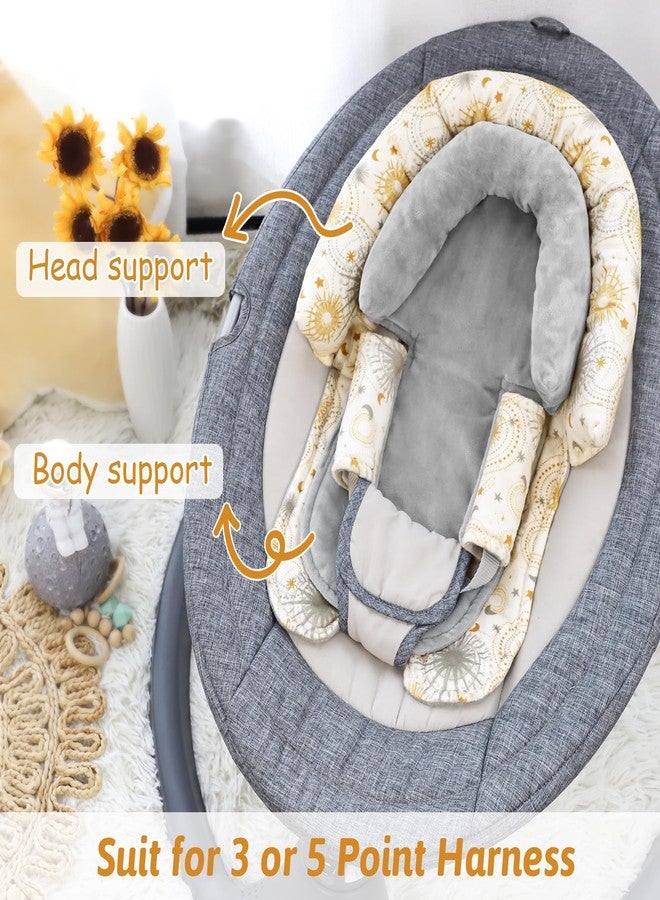 WINGHENLEE Infant Car Seat Insert for Newborn Girls Boys, Upgraded 2-in-1 Baby Carseat Head Support, Soft Reversible Baby Car Seat Insert Cushion Pad for Car Seat, Stroller, Bouncer, Swing, Sun - Image 2