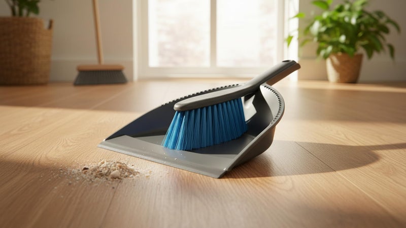 York Azur Dustpan with rubber lip+brush Clip black