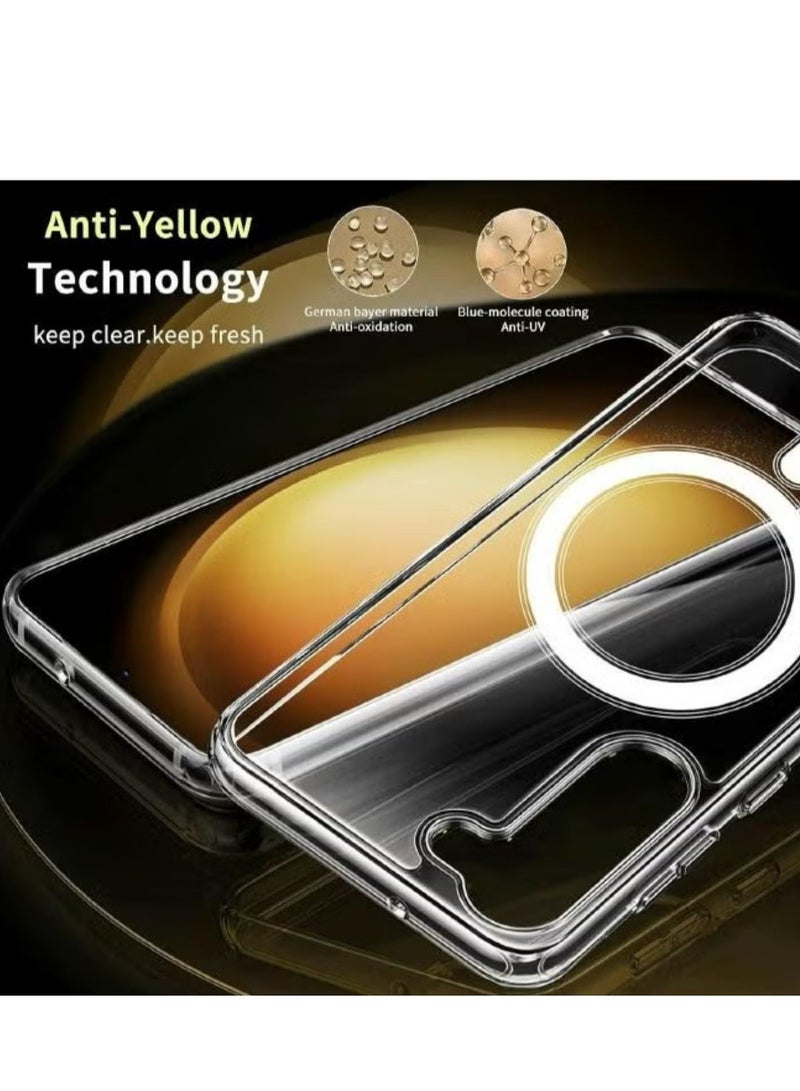 Magnetic Samsung Galaxy S23, Magnetic Case, Compatible with MagSafe Wireless Charging, Anti-Scratch Bumper Cover (Clear), TPU - PC - Image 3