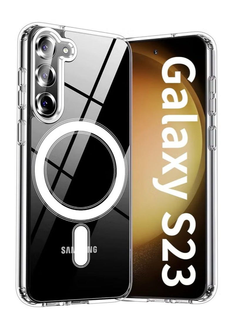 Magnetic Samsung Galaxy S23, Magnetic Case, Compatible with MagSafe Wireless Charging, Anti-Scratch Bumper Cover (Clear), TPU - PC - Image 1
