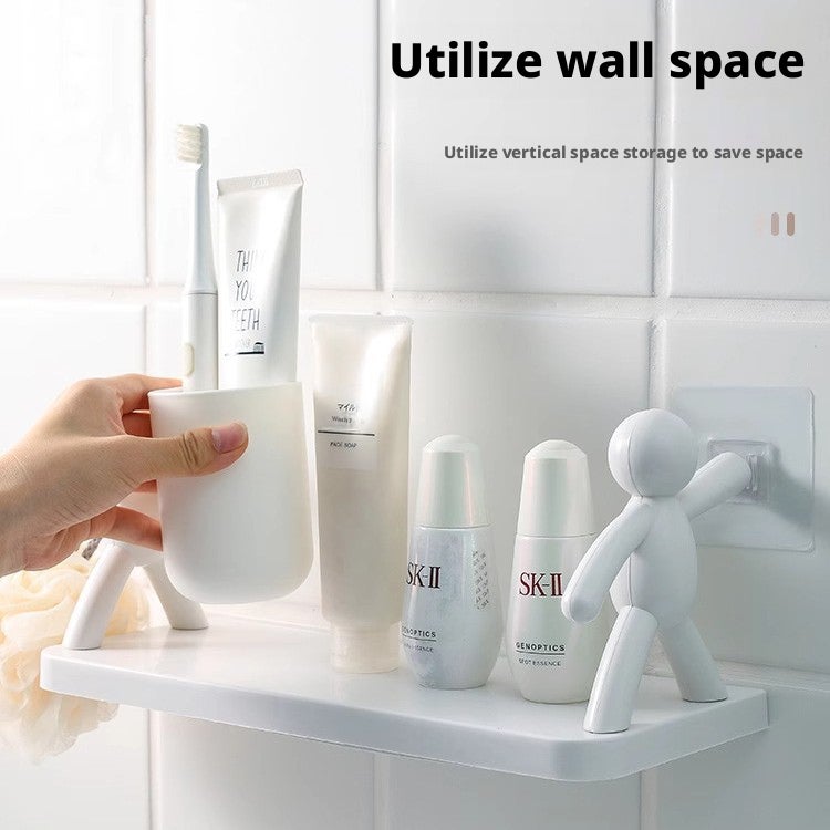 Cartoon Figure Wall Shelf, No-drill Bathroom Organizer - Image 3