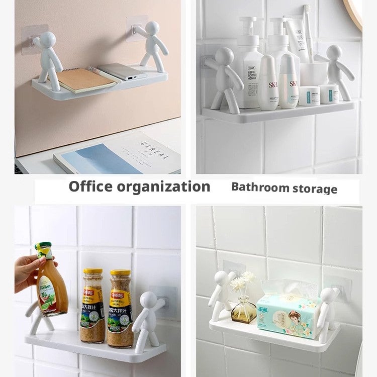 Cartoon Figure Wall Shelf, No-drill Bathroom Organizer - Image 2