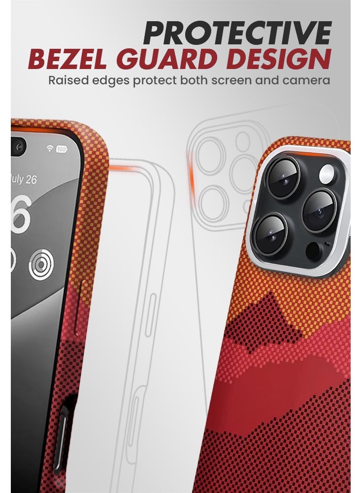 ريتي غطاء هاتف لايفون 16 برو ماكس, فاخر بنقشة كيفلار وحامل مدمج خلف الكاميرا ودعم الشحن اللاسلكي MagSafe – تصميم متين وحماية متكاملة - Image 5