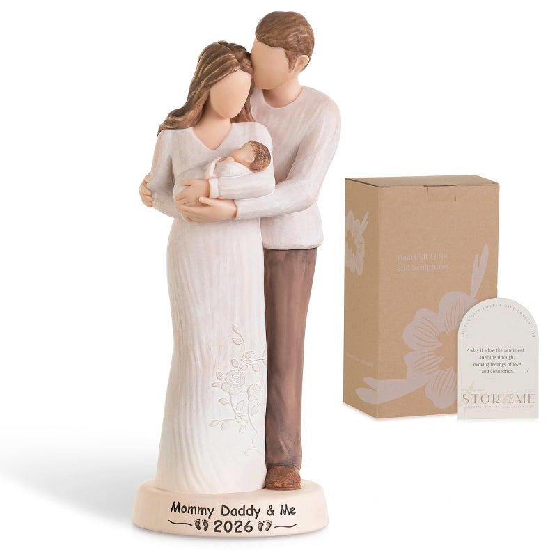 Storieme New Mom Gifts for Women: First Time Parents Gift for Couples - Pregnancy Gifts for Expecting Mother After Birth - Hand-Finished Mommy Dad to Be Figurine - Image 1