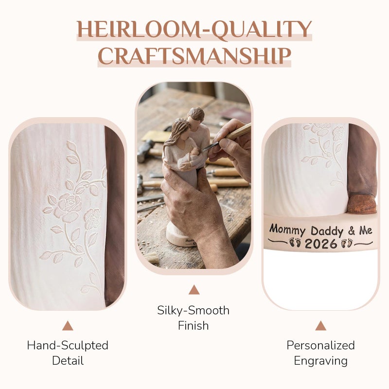 Storieme New Mom Gifts for Women: First Time Parents Gift for Couples - Pregnancy Gifts for Expecting Mother After Birth - Hand-Finished Mommy Dad to Be Figurine - Image 3
