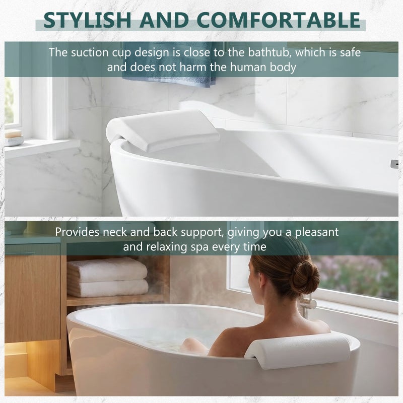 1Pc Household Adult Bathtub Pillow PU Pillow Bath Pillow Shower Pillow (White) - Image 5