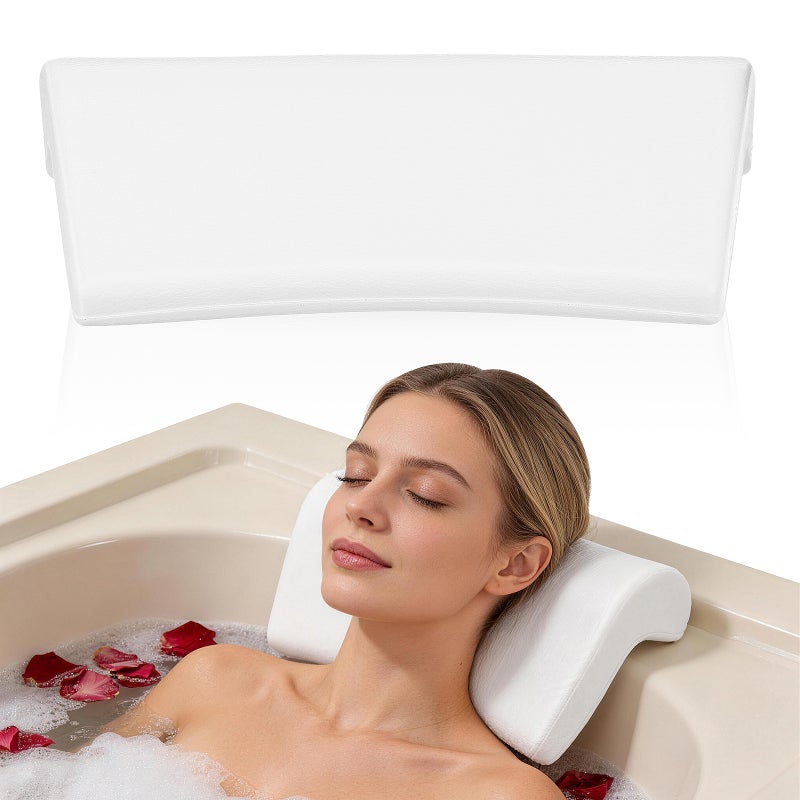 1Pc Household Adult Bathtub Pillow PU Pillow Bath Pillow Shower Pillow (White) - Image 1