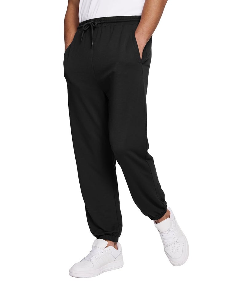 BAMBOO COOL Mens Sweatpants Lightweight Athletic Pants for Workout Jogging Running Gym Dry Loose-fit Tapered Joggers Black Large - Image 1