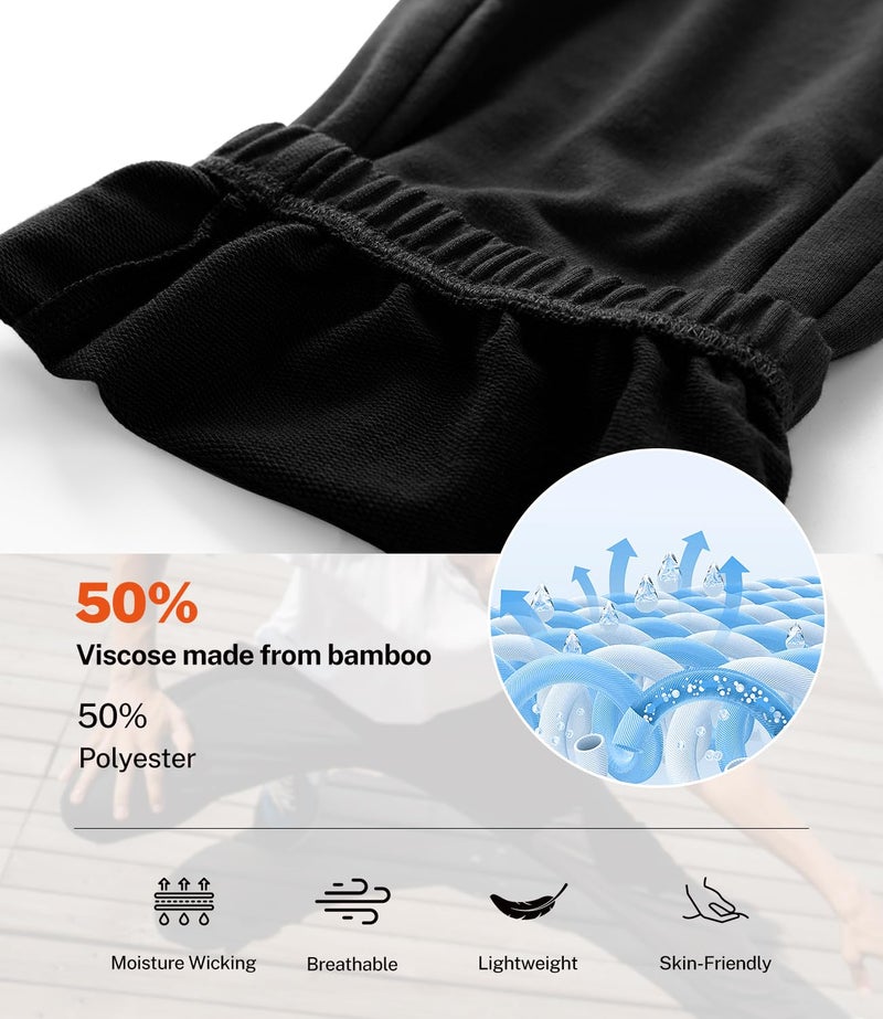 BAMBOO COOL Mens Sweatpants Lightweight Athletic Pants for Workout Jogging Running Gym Dry Loose-fit Tapered Joggers Black Large - Image 5
