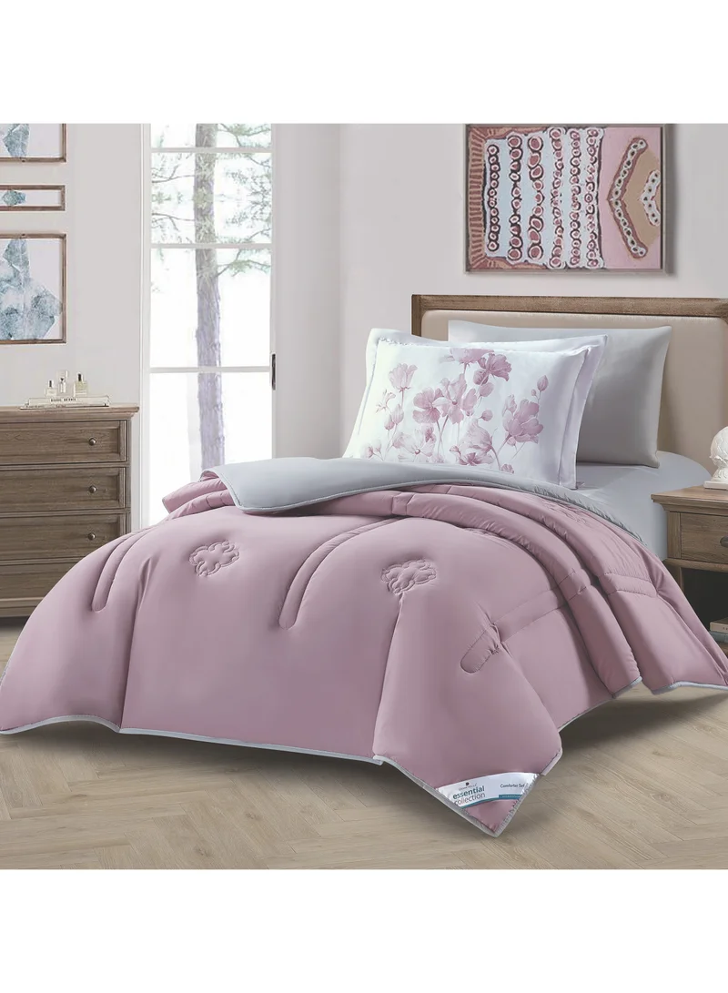 Donetella Bedding Comforter Set, Single Size Fits 120x200 cm - 4-Pcs Digital Print Quilted Bed Set, Microfiber Fabric - 1 Comforter, 1 Fitted Sheet, 1 Pillowcase And  1 Pillow Sham