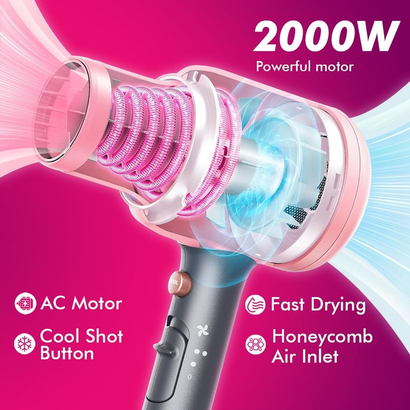 NOVA NOVA NHP 8222 Professional Hair Dryer With AC Motor Hair Dryer 2000 Watts Rose Gold  - Image 3