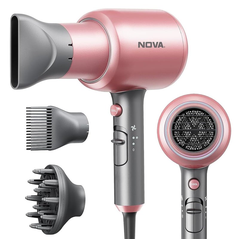 NOVA NOVA NHP 8222 Professional Hair Dryer With AC Motor Hair Dryer 2000 Watts Rose Gold  - Image 1