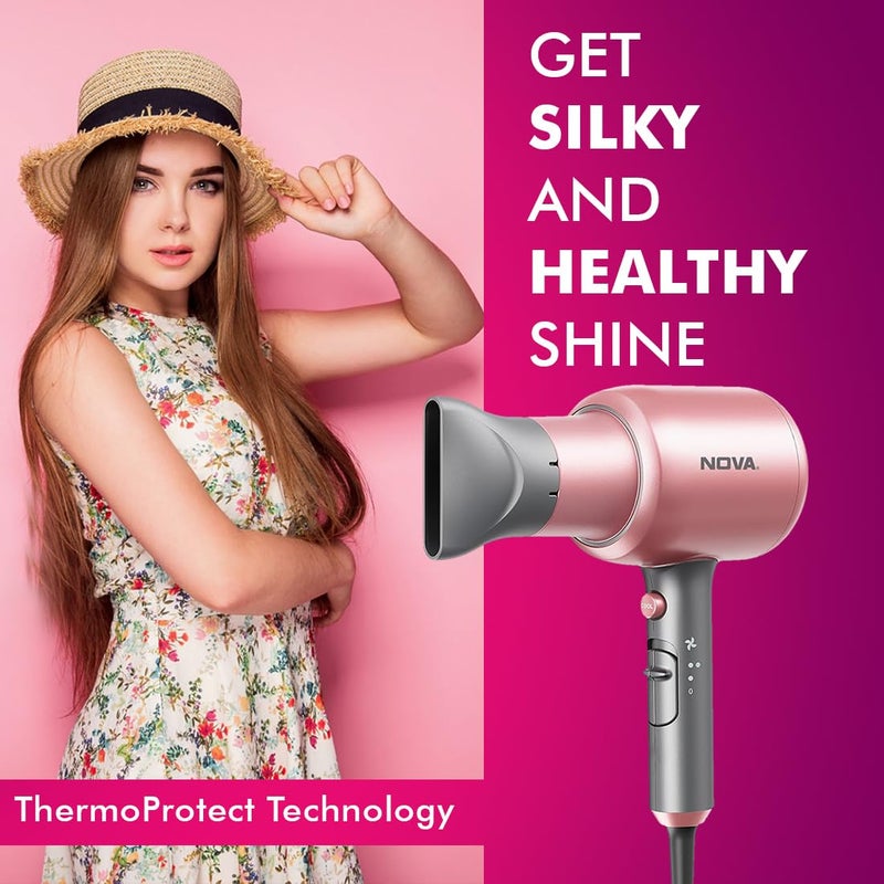 NOVA NOVA NHP 8222 Professional Hair Dryer With AC Motor Hair Dryer 2000 Watts Rose Gold  - Image 2