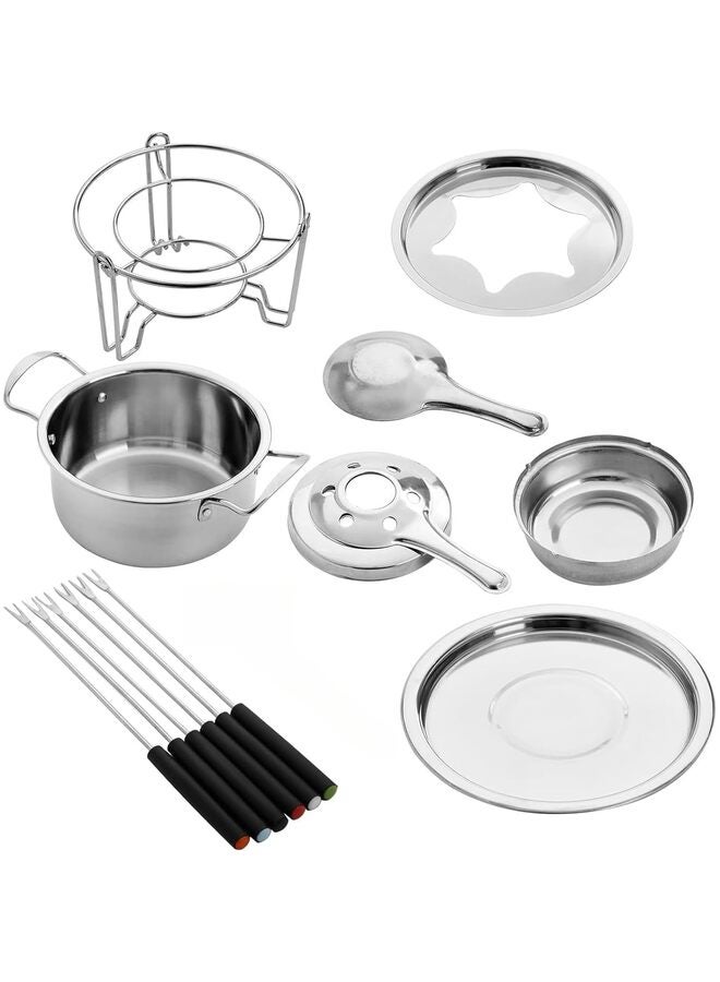 Candy Melting Pot Fondue Set, Stainless Steel Fondue Pot Set with Forks, Cheese Fondue Pot for Chocolate, Sauces, Ice Cream, Temperature Control - Image 2