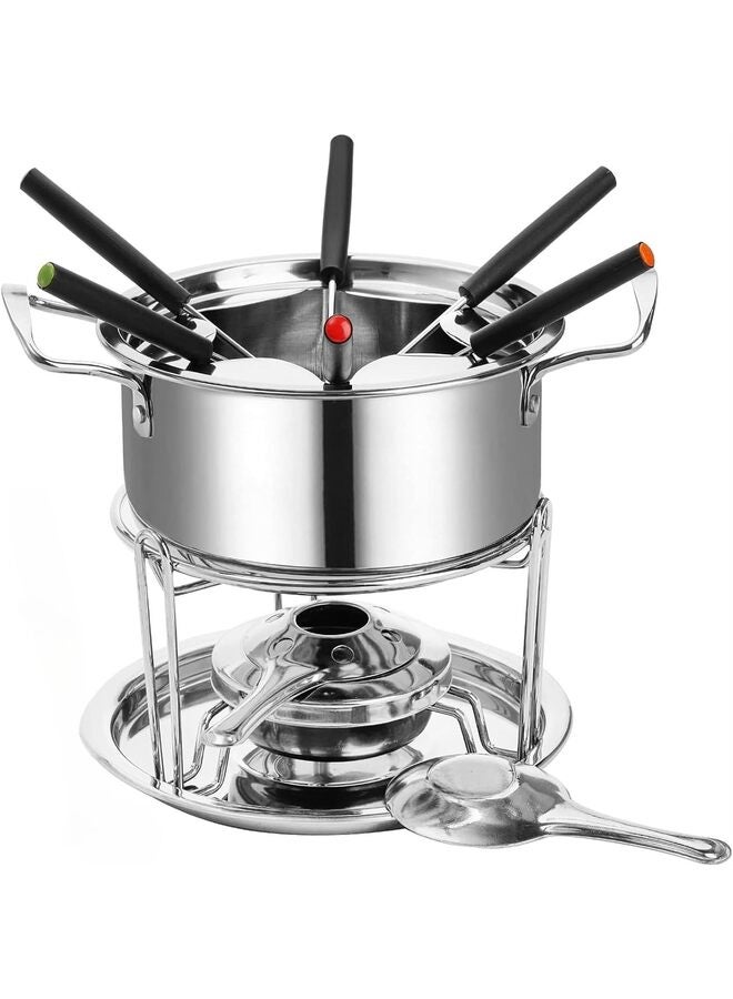 Candy Melting Pot Fondue Set, Stainless Steel Fondue Pot Set with Forks, Cheese Fondue Pot for Chocolate, Sauces, Ice Cream, Temperature Control - Image 1