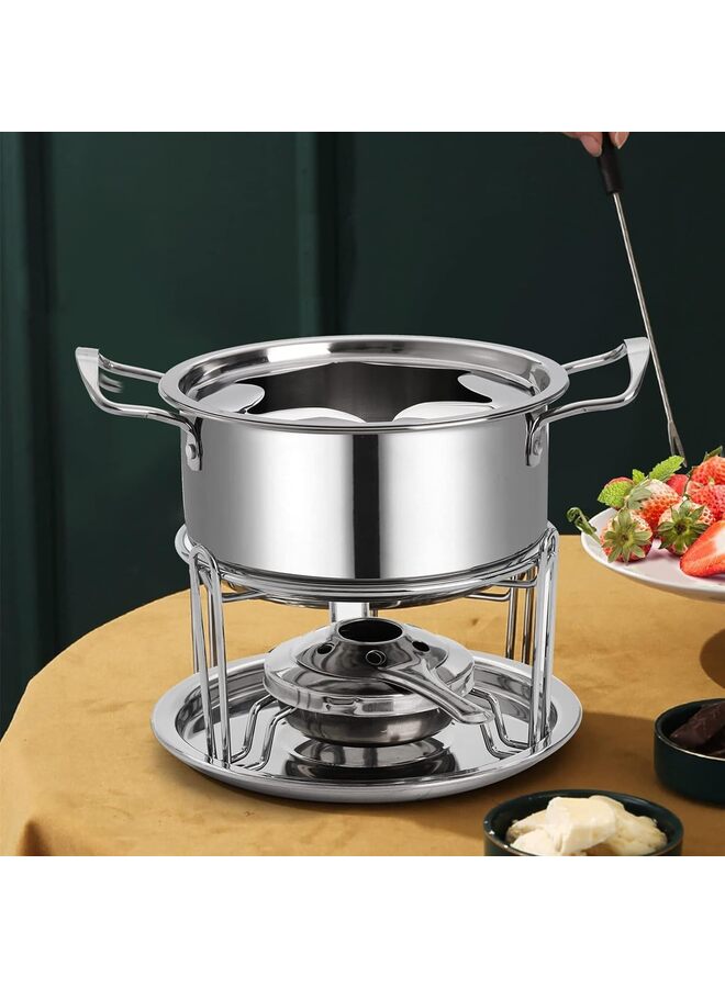 Candy Melting Pot Fondue Set, Stainless Steel Fondue Pot Set with Forks, Cheese Fondue Pot for Chocolate, Sauces, Ice Cream, Temperature Control - Image 5