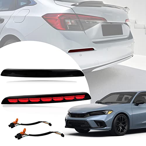 BINQIGOO Smoked Housing Full LED Rear Reflector Fog DRL Kit for Honda Civic 11th 20222023 Function as Sequential Turn Signal LightsDaytime Running LightBrake Light Kit SMOKED - Image 1