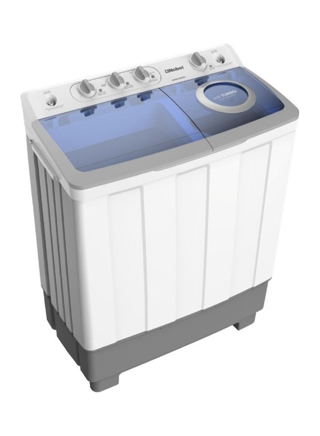 9/5.5 KG Twin-Tub Semi-Automatic Washing Machine with 9.0 Kg Washer and 5.5 Kg Spin Capacity, Knob Control, Timer, 1300 RPM Spin Speed, Water Inlet Selector, 500W Wash Input Power NWM1000RH White