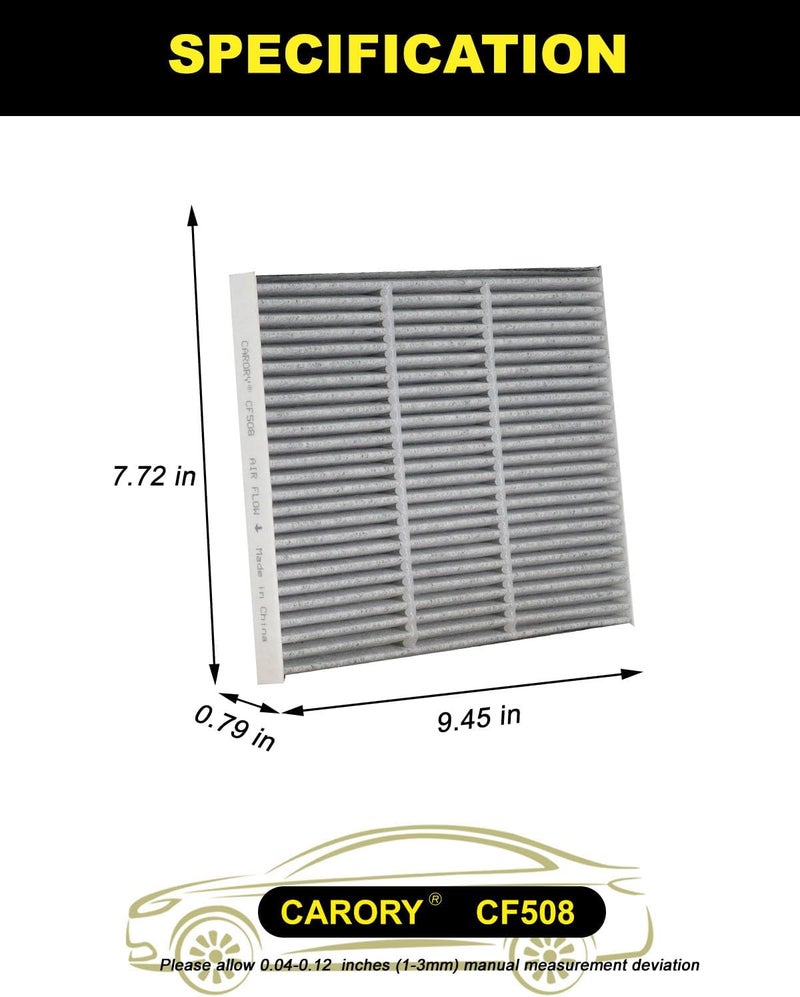 Carory Cabin Air Filter w/Activated Carbon for Kia Niro (2017-2022), Niro EV (2019-2022), Hyundai Ioniq (2017-2019), OE# 97133-0Z000, 97133-G2000, 97133F2100, CF12508, WP2064, CUK24004 - Image 2