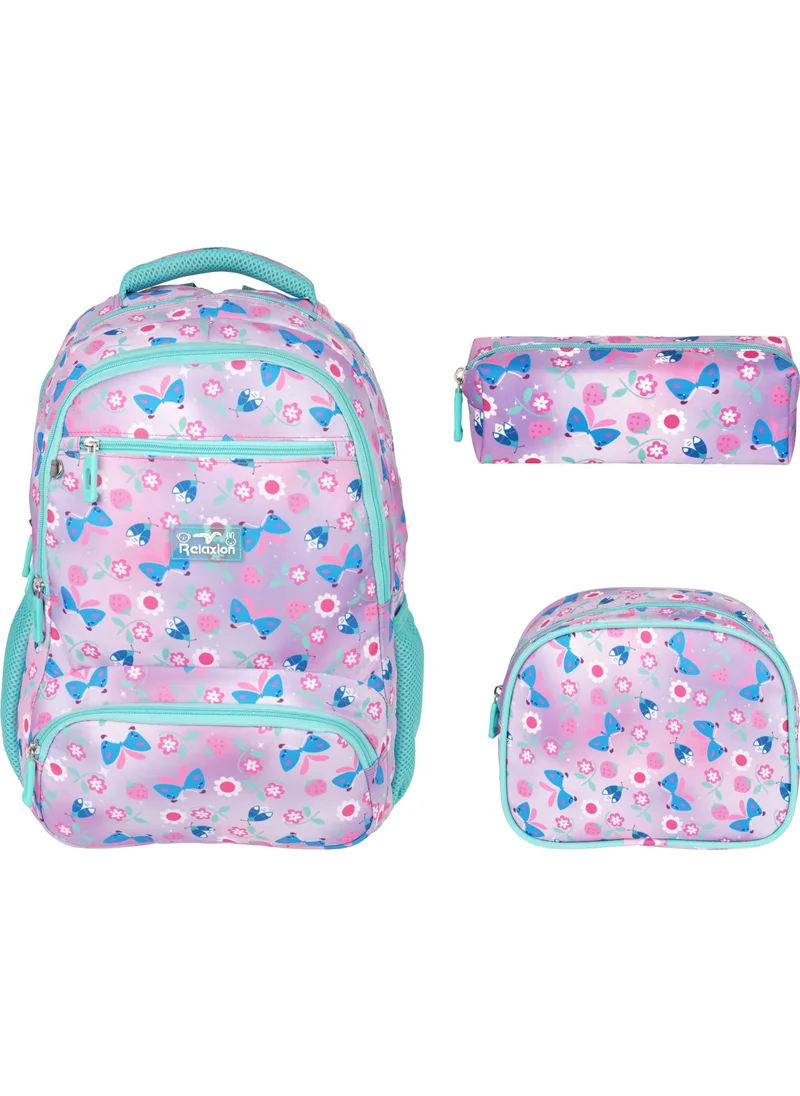 ريلاكسن Pink Butterfly Patterned Triple School Set 8650-1