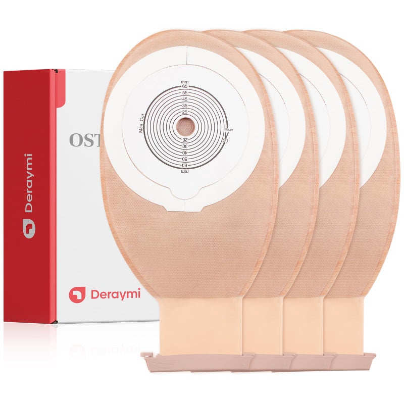 DERAYMI 20 Pack Colostomy Bags One Piece Drainable Ostomy Bags Ostomy Supplies for Ileostomy Colostomy Care Max 65mm Includes 8 Clamps Leakproof Odor Control SkinFriendly Wafer - Image 3