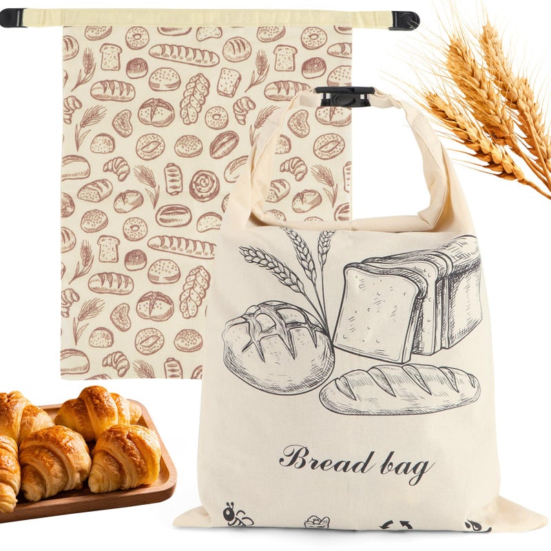 PICcircuit 2 PACK Sourdough Bread Bags for Homemade Bread, Reusable Cotton Beeswax Bread Bag Portable Waxed Storage All Natural Bees Wax Linen Bag Keep Fresh,13''×17'', Pattern C - Image 1