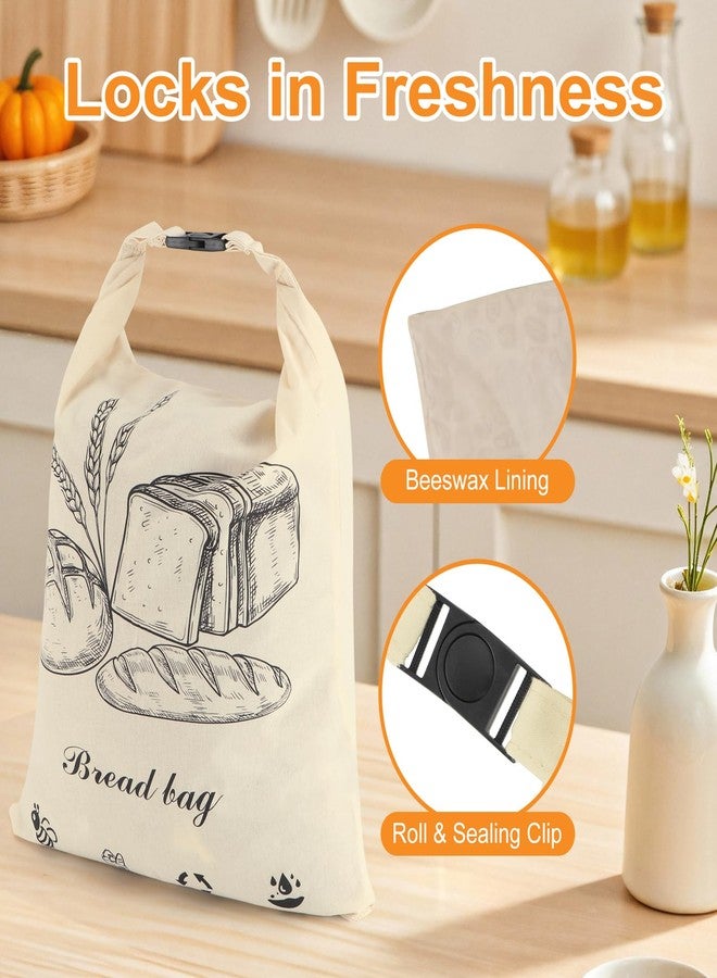PICcircuit 2 PACK Sourdough Bread Bags for Homemade Bread, Reusable Cotton Beeswax Bread Bag Portable Waxed Storage All Natural Bees Wax Linen Bag Keep Fresh,13''×17'', Pattern C - Image 3