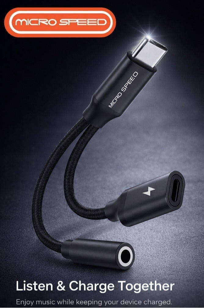 الذاكرة السريعة محول Type-C إلى Type-C + 3.5mm – شحن سريع وصوت بنفس الوقت – تصميم مدمج 12 سم - Image 2