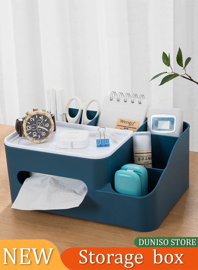 DUNISO Multifunctional desktop tissue storage box, makeup storage box, pen and watch storage box suitable for home, office, restaurant, RV - Image 1