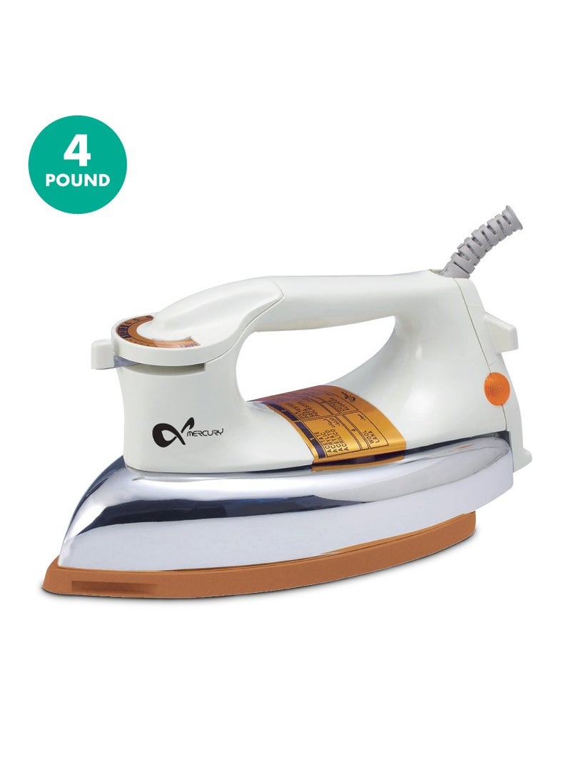 Mercury Automatic Dry Iron- MC 63| | 7 Years Warranty,4Pounds 1200 W White/Silver/Gold - Image 1
