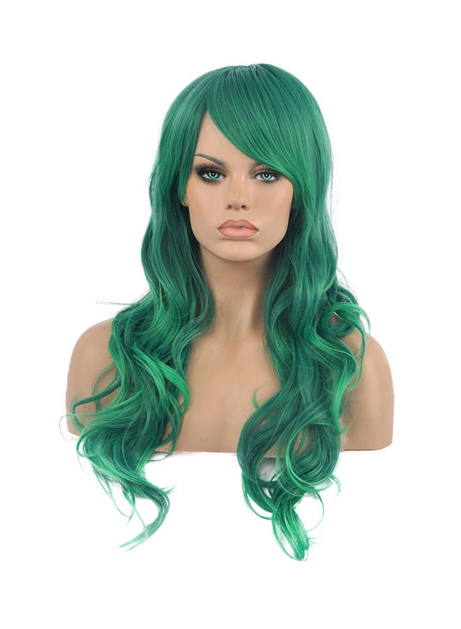 NIBEMINENT Long Curly Party Hair Wig Green 300grams - Image 1