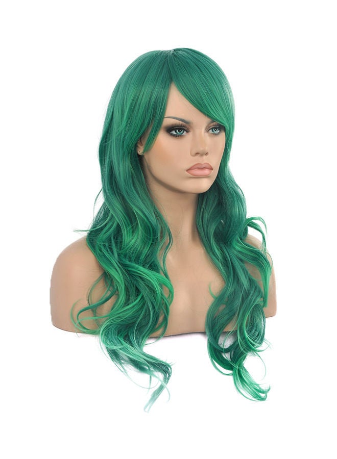 NIBEMINENT Long Curly Party Hair Wig Green 300grams - Image 3