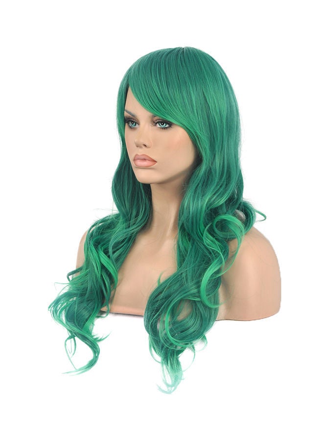 NIBEMINENT Long Curly Party Hair Wig Green 300grams - Image 2