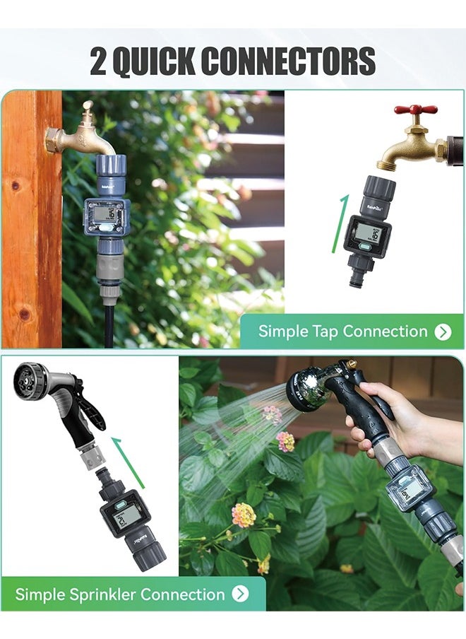 RAINPOINT - RAINPOINT Water Meter for Garden Hose, Water Flow Meter GPM Tracking Flow Rate Gallon Liter Water Consumption for Outdoor Garden Hose Watering, RV Water Tank Filling, Lawn Sprinkler, Nozzle Sprayer - Image 1