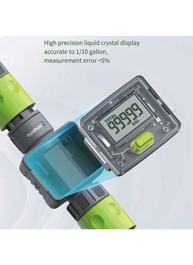 RAINPOINT - RAINPOINT Water Meter for Garden Hose, Water Flow Meter GPM Tracking Flow Rate Gallon Liter Water Consumption for Outdoor Garden Hose Watering, RV Water Tank Filling, Lawn Sprinkler, Nozzle Sprayer - Image 1