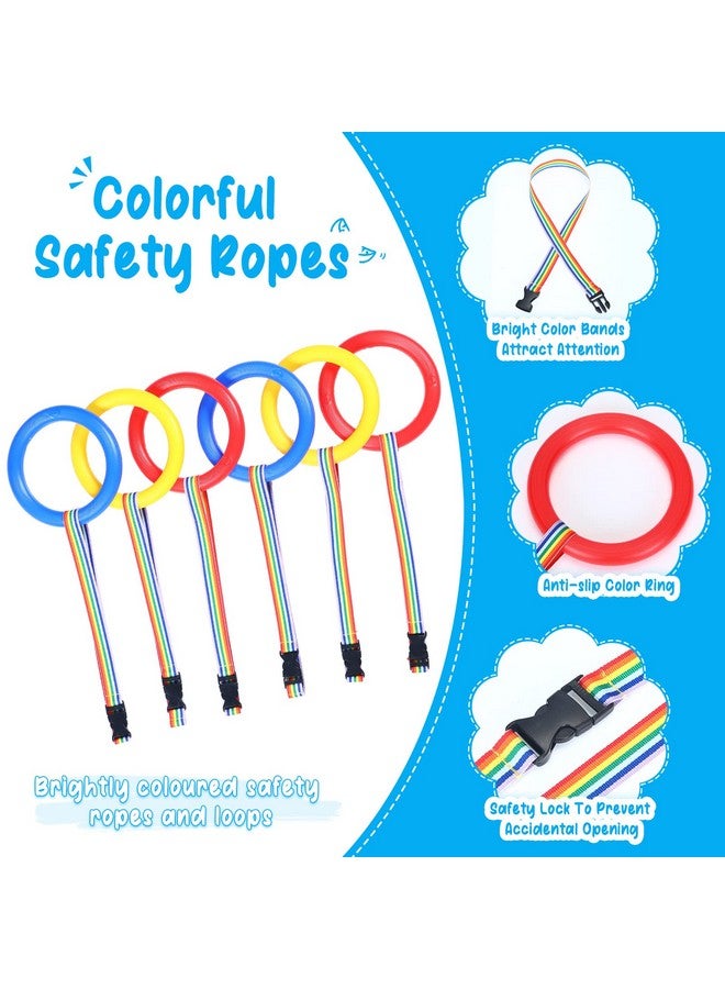 Shappy حبل شابي 6 قطع للمشي لرياض الأطفال مع مقبضات حبل رياض الأطفال للمشي في صف ملون في الهواء الطلق حبل أمان لدار الحضانة للأطفال الصغار المدارس المعلمين رياض الأطفال (أحمر أصفر أزرق) - Image 2