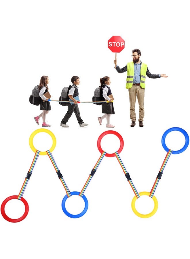Shappy حبل شابي 6 قطع للمشي لرياض الأطفال مع مقبضات حبل رياض الأطفال للمشي في صف ملون في الهواء الطلق حبل أمان لدار الحضانة للأطفال الصغار المدارس المعلمين رياض الأطفال (أحمر أصفر أزرق) - Image 1