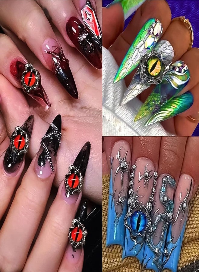HFKPJRT 150Pcs Eye Nail Charms, Eyeball Nail Charms, Dragon Eye Nail Charms, Animal Eyes Beads Decoration for Acrylic Nails, 3D Diamond Jewels Accessories for Nail Art Supplies Manicure, Craft DIY Dolls 8mm - Image 4