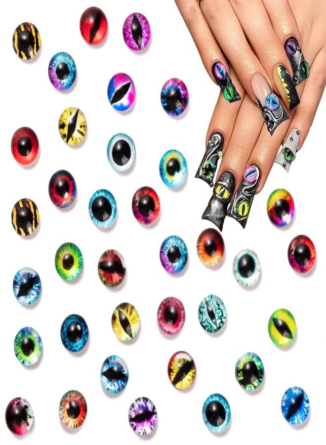 HFKPJRT 150Pcs Eye Nail Charms, Eyeball Nail Charms, Dragon Eye Nail Charms, Animal Eyes Beads Decoration for Acrylic Nails, 3D Diamond Jewels Accessories for Nail Art Supplies Manicure, Craft DIY Dolls 8mm - Image 1