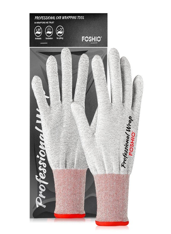 FOSHIO Vinyl Wrap Gloves, Professional Anti-Static Application Carbon Fiber Vinyl Wrap Tool Dust-Free Non Slip Working Gloves (1 Pair) - Image 1