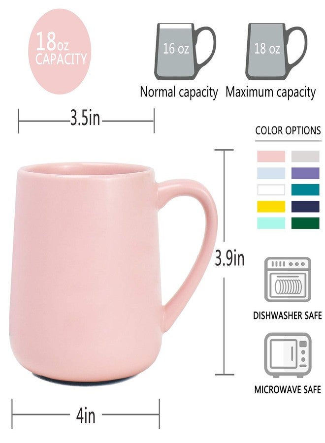 Bosmarlin Large Glossy Ceramic Coffee Mug, Pink Tea Cup for Office and Home, 18 oz, Suitable for Dishwasher and Microwave, 1 Pack (Pink) - Image 3