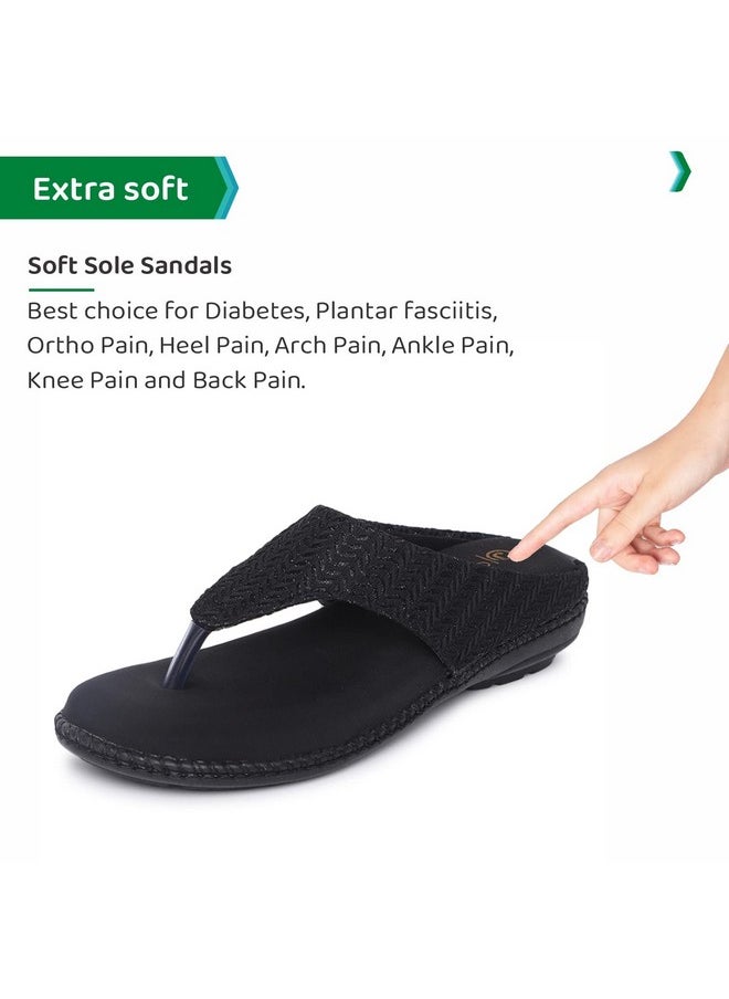 ORTHO JOY - ORTHO JOY Extra-Soft Doctor Slippers for Women || Fancy Slippers for Women Black color - Image 1