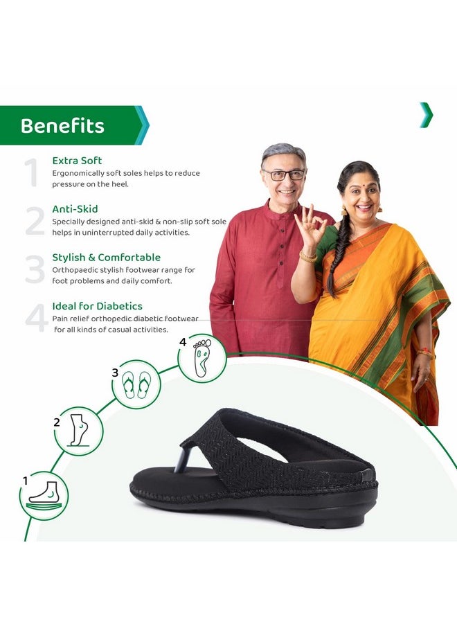 ORTHO JOY - ORTHO JOY Extra-Soft Doctor Slippers for Women || Fancy Slippers for Women Black color - Image 1