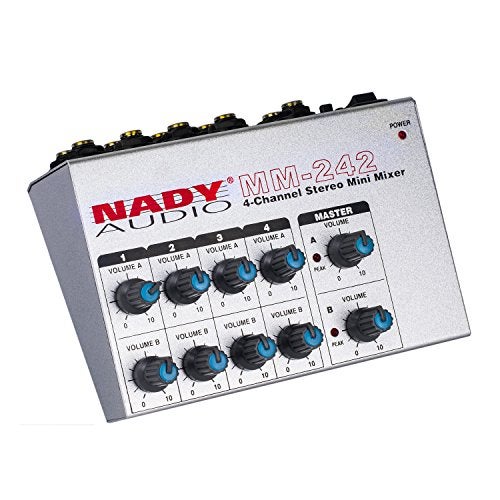 Nady MM-242 4 Stereo / 8 Mono Channel Mini Mixer with mono/stereo mode, ¼” Inputs and outputs – battery powered, or use optional AC adapter - Image 1