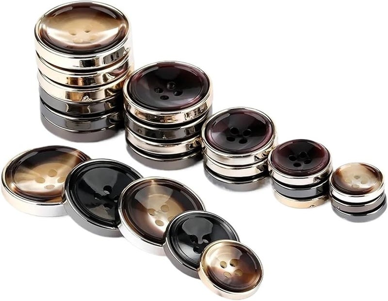 اللون 01 الجولة 4 ثقب خياطة الأزرار 40 قطعة للملابس معطف DIY زخرفة - Image 5