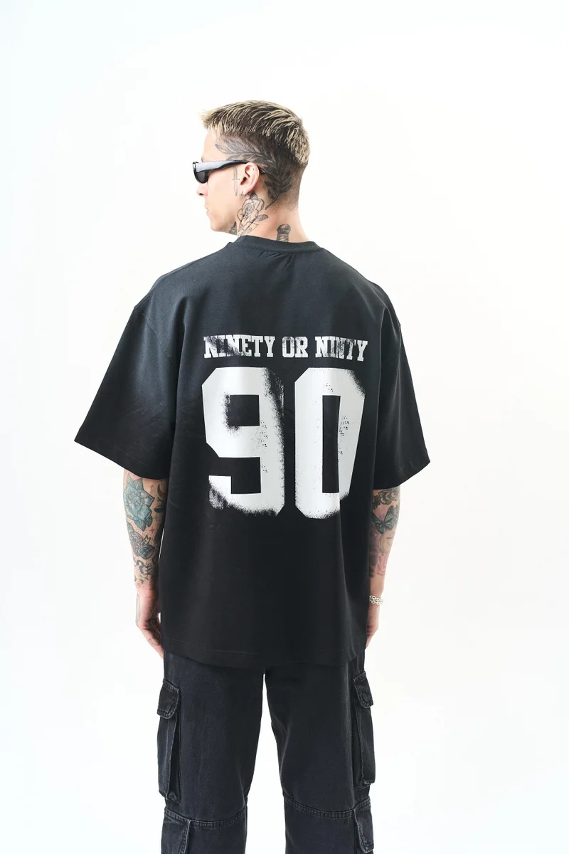RESPIRE Men's Ninety Print Oversize T-Shirt, Black
