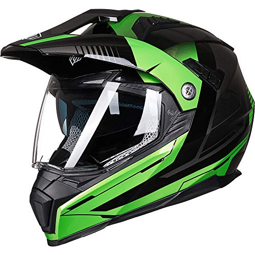 ILM Off Road Motorcycle Dual Sport Helmet Full Face Sun Visor Dirt Bike ATV Motocross Casco DOT Certified Model 606V(Green, M) - Image 1