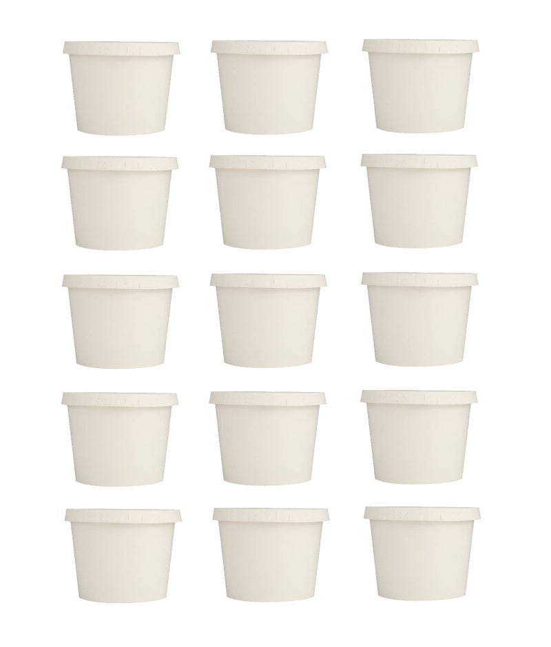 e kysa basics ekysa basics Disposable Hard Paper Food Container with Lid – 500 ml, Leak-Resistant, Eco-Friendly Bowl/Tub, Durable, White & Beige, Pack of 15 - Image 4